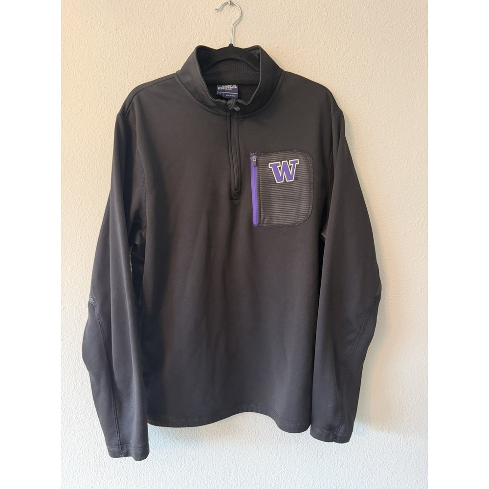 Men's Campus Heritage Washington State Huskies Quarter Zip Black Purple Size L